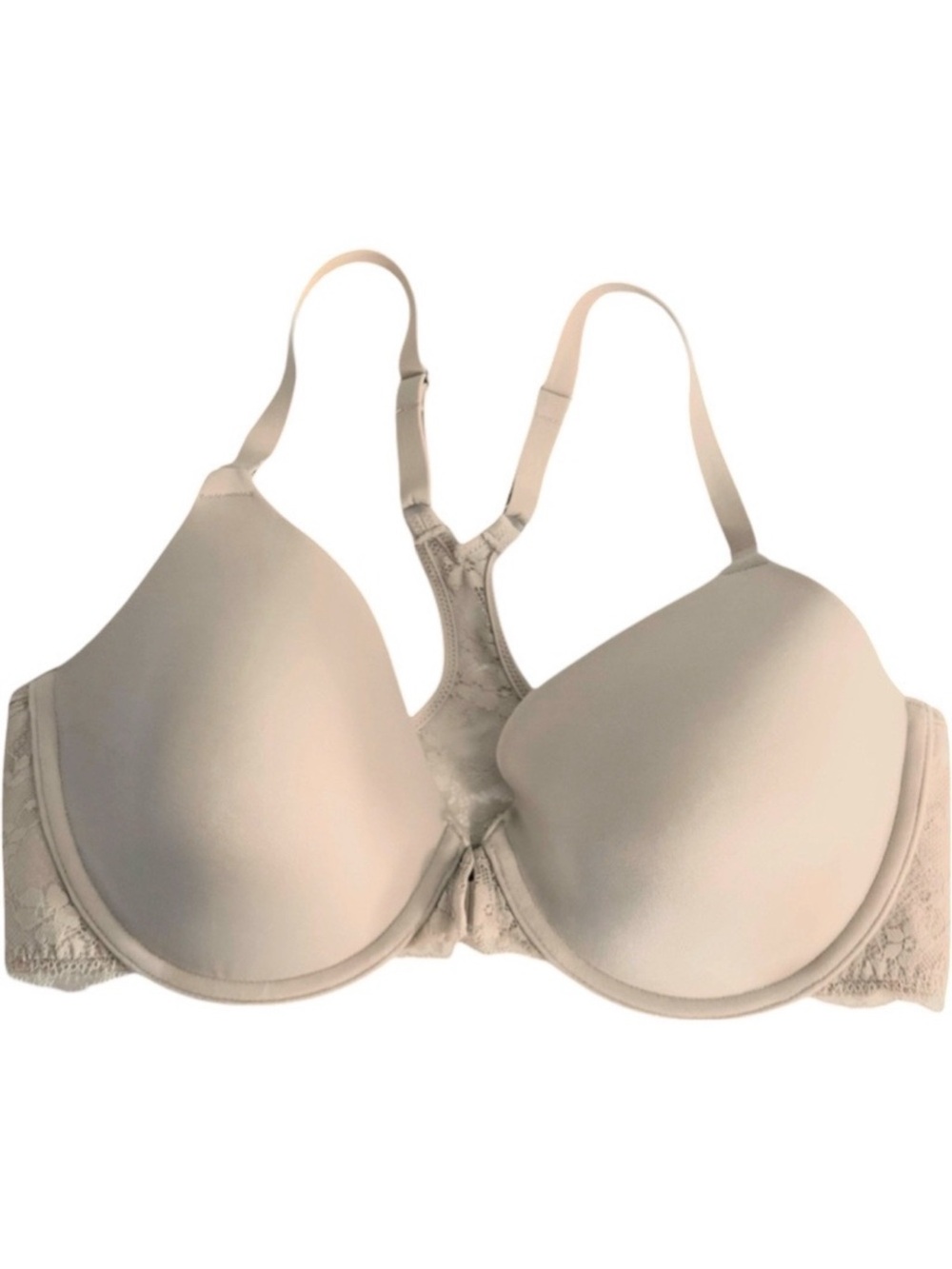 Maidenform Front Closure lace racerback One Fab Fit Latte Cream Tan Size 34D